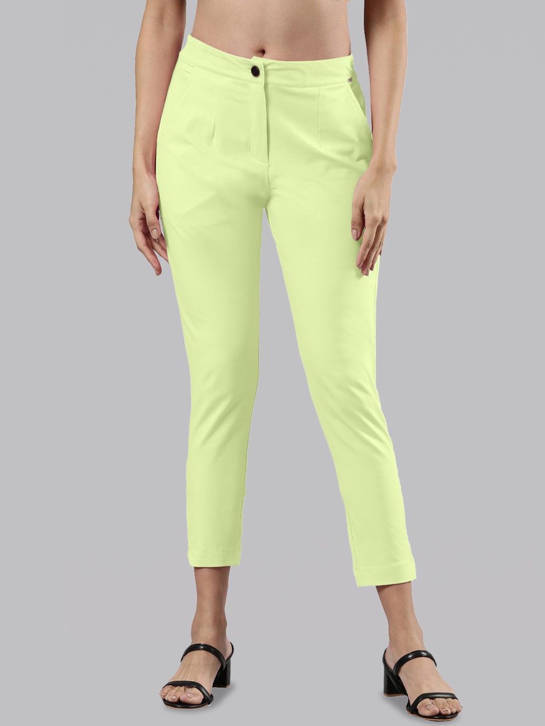 

Femmora Women Comfort Cigarette Trousers, Green