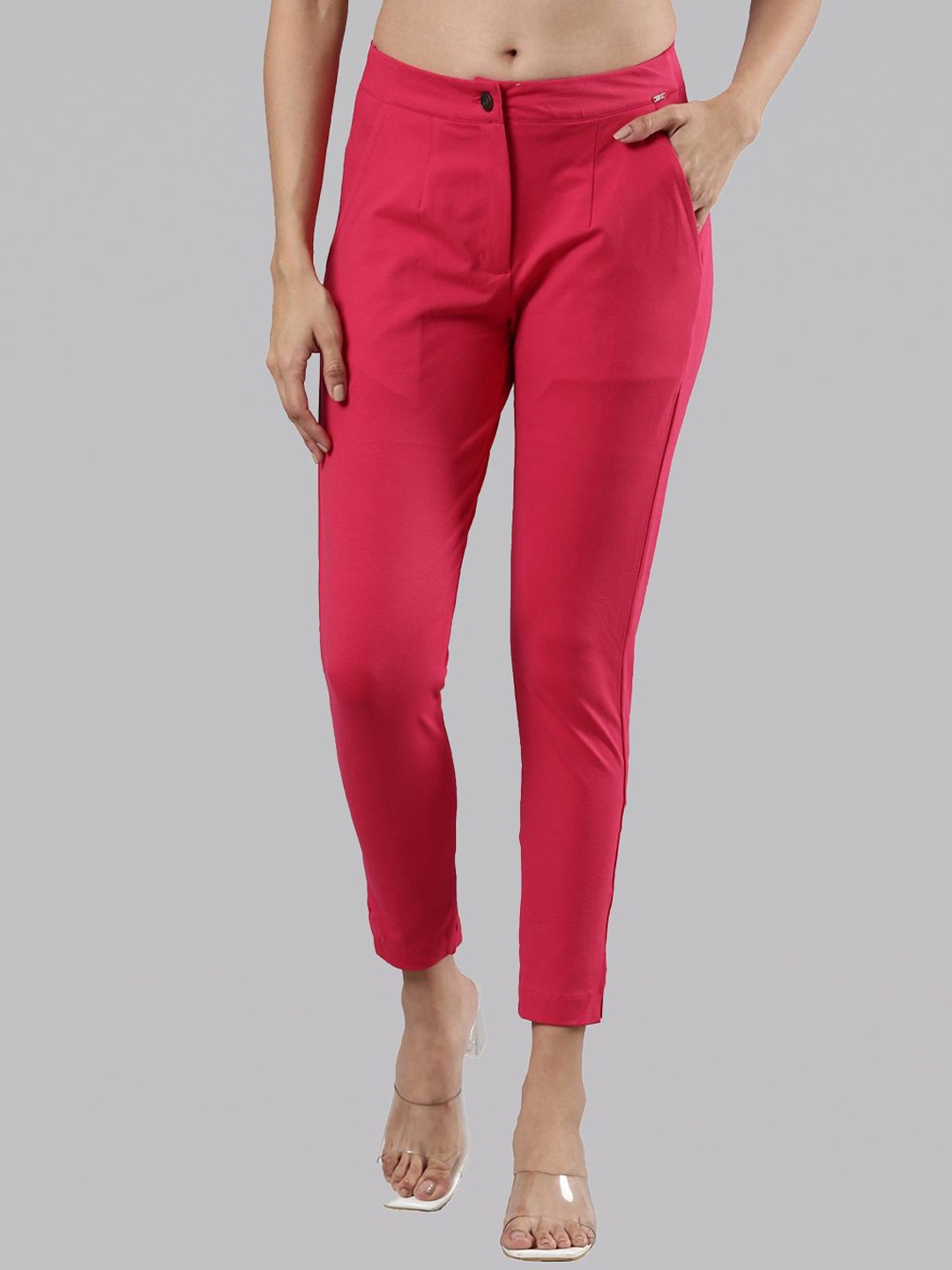Femmora Women Comfort Regular fit Trousers, Pink