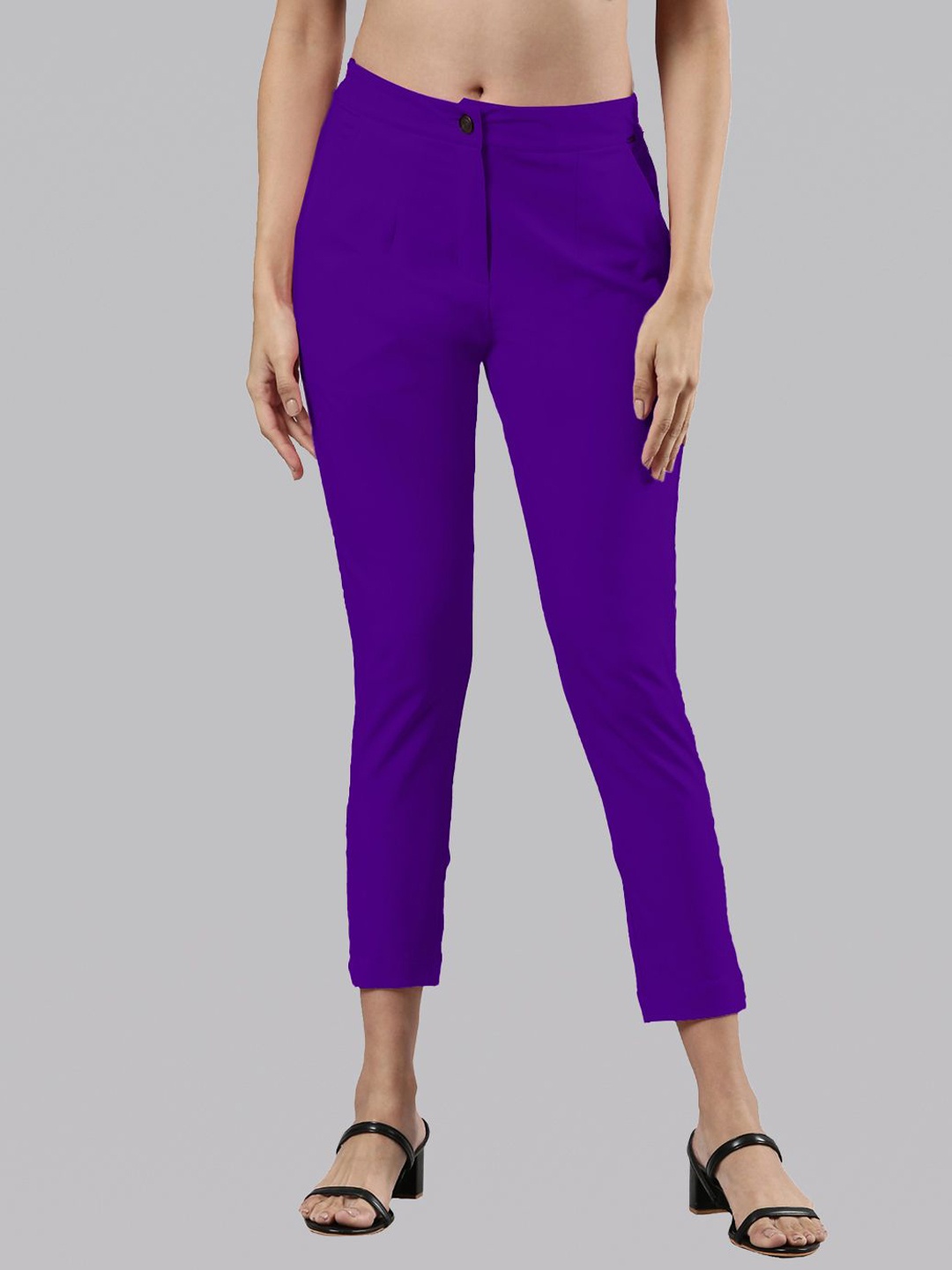 

Femmora Women Comfort Mid-Rise Regular Fit Trousers, Violet