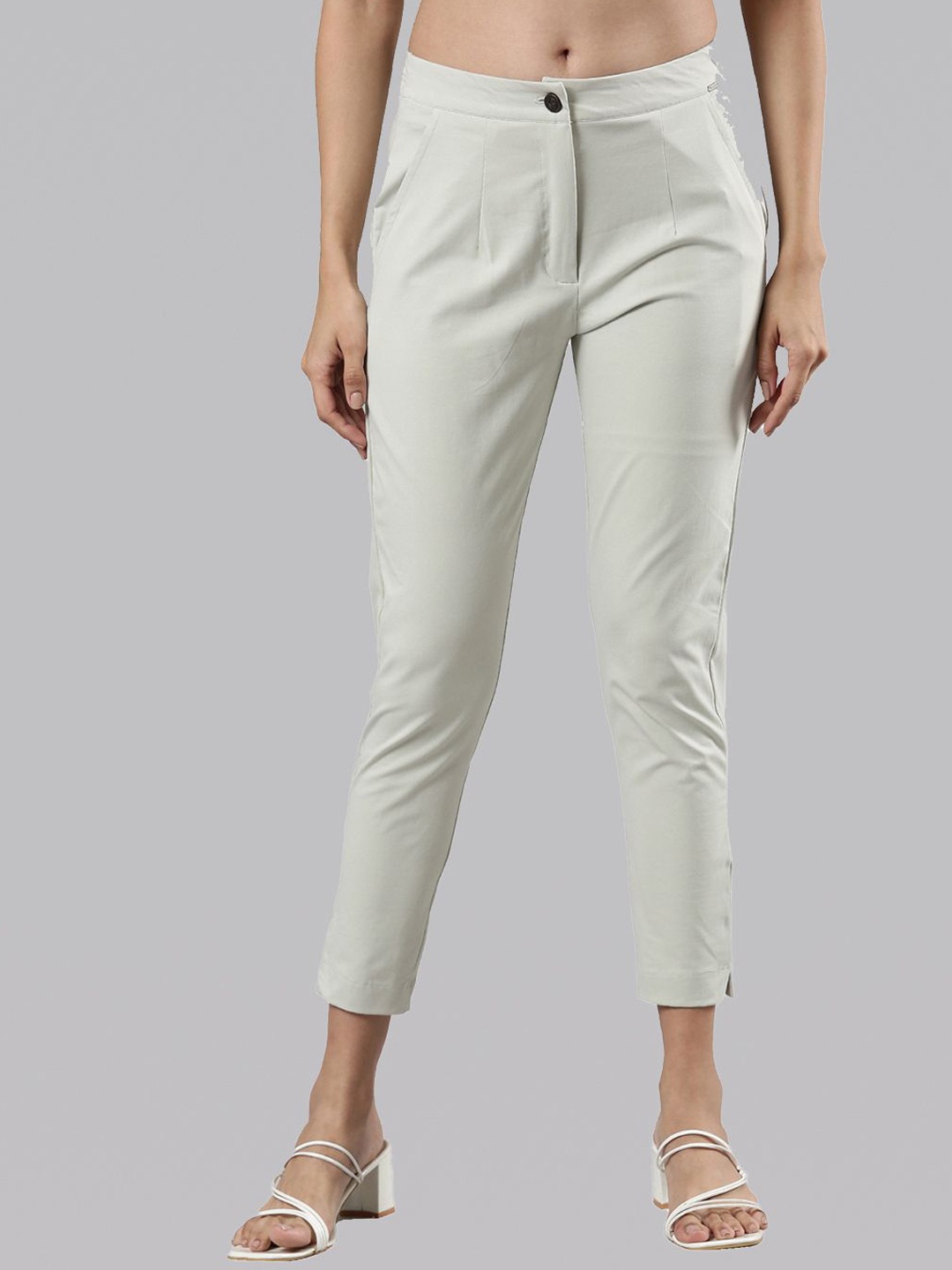 

Femmora Women Comfort Cigarette Trousers, Grey