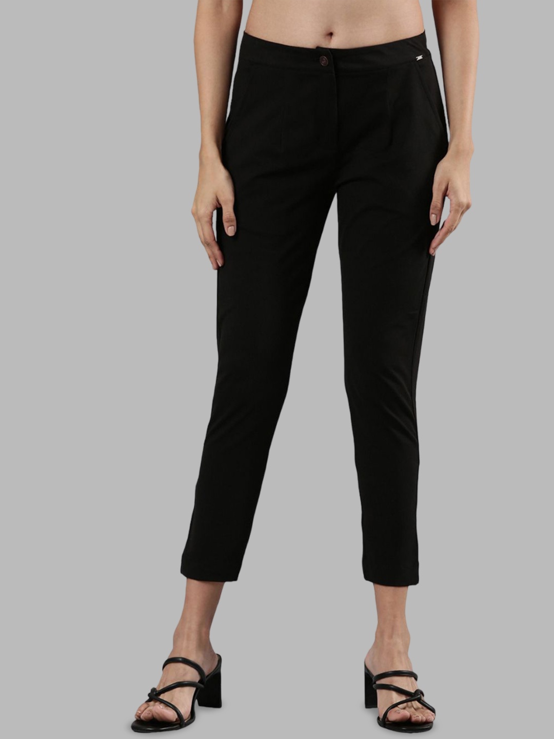 

Femmora Women Cigarette Trousers, Black