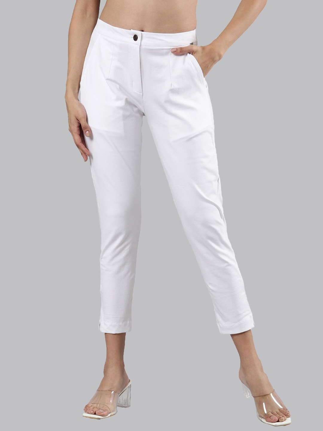 

Femmora Women Comfort Cigarette Trousers, White