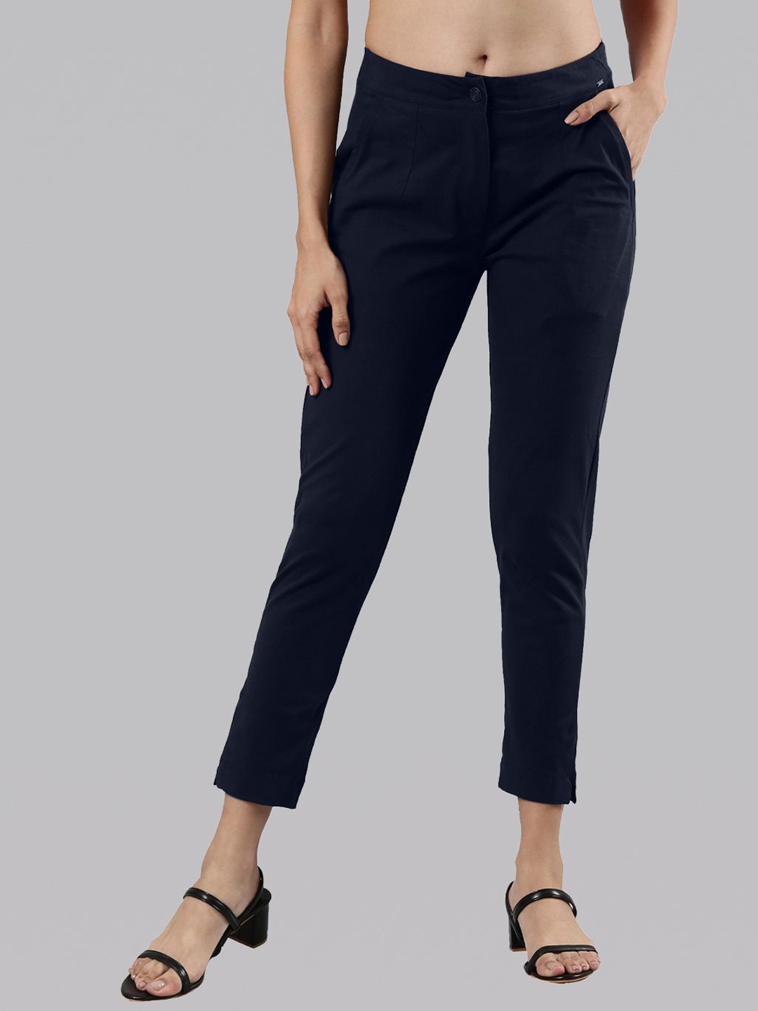 Femmora Women Comfort Trousers, Navy blue