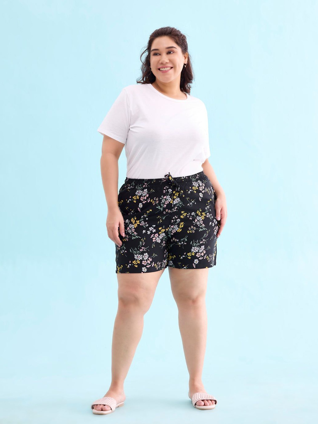 

Go Colors Women Printed Shorts, Black