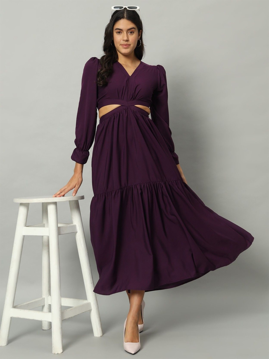

Femvy Cut-Out Detailed Tiered Maxi Dress, Magenta