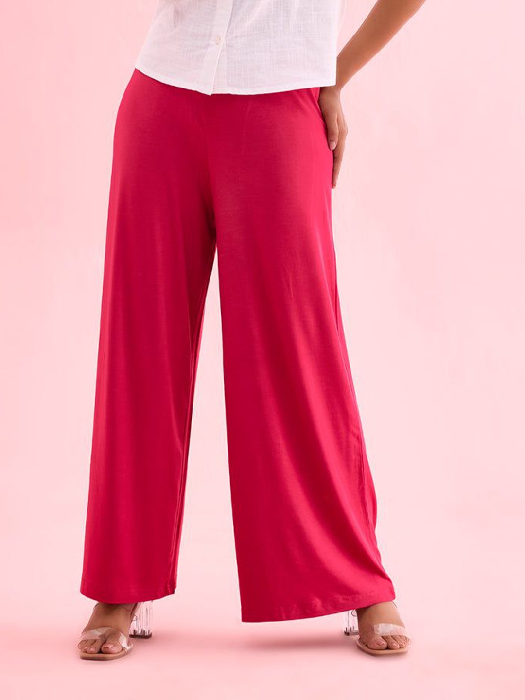 

Go Colors Women Mid Rise Palazzos, Fuchsia