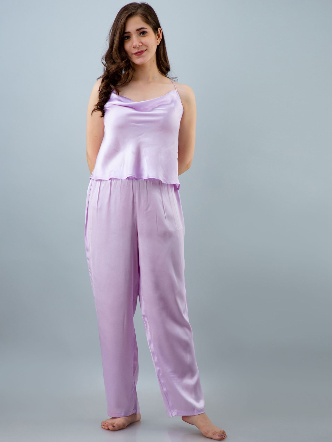 

PRETTY LOVING THING Women Top & Pyjama Night suit, Purple