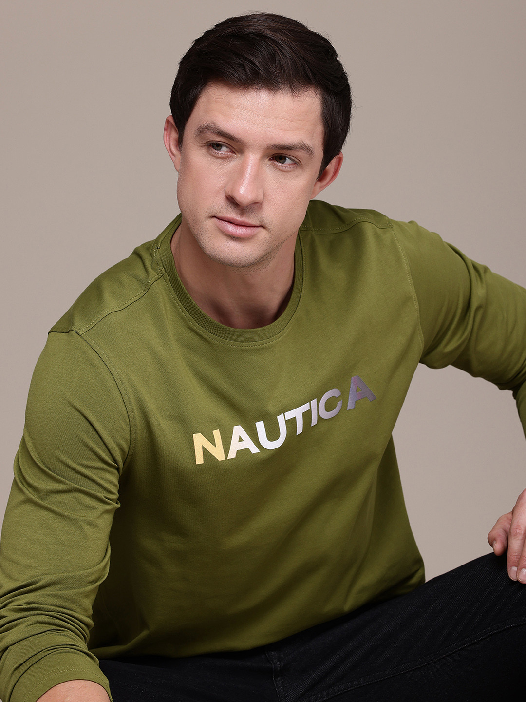 

Nautica Brand Logo Printed T-shirt, Olive