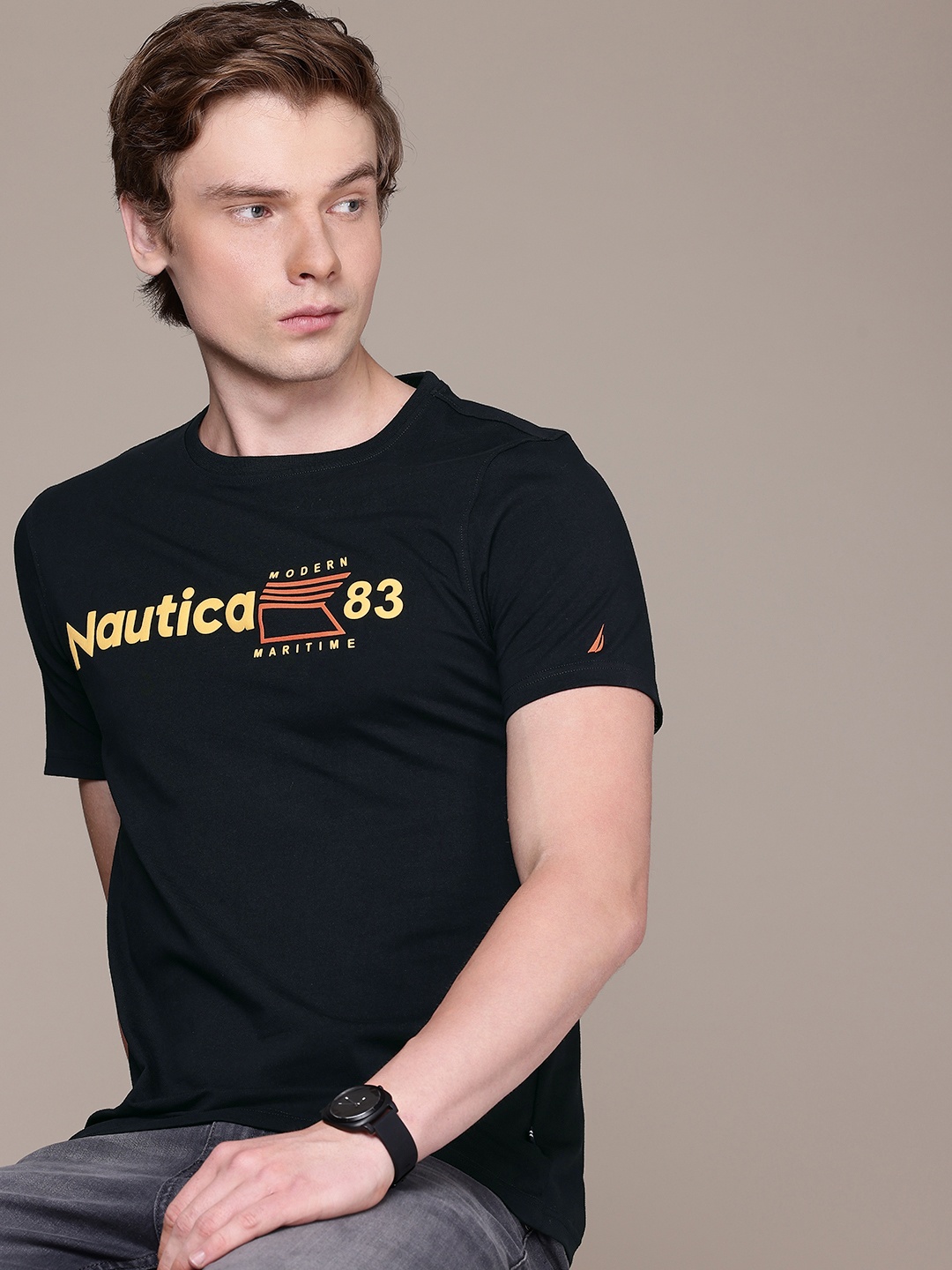 

Nautica Typography Printed T-shirt, Black