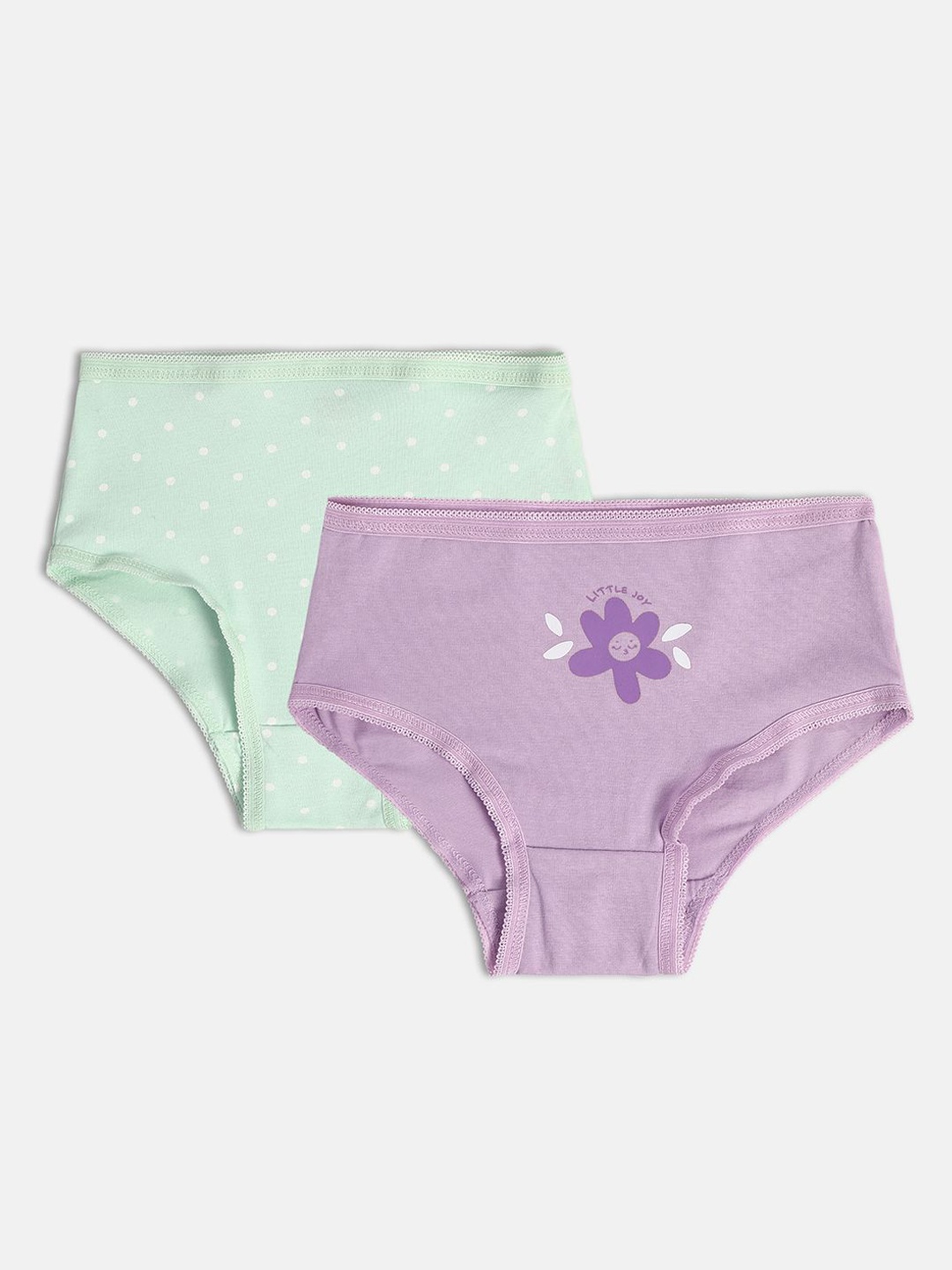 

MINI KLUB Girls Pack Of 2 Printed Basic Briefs, Purple