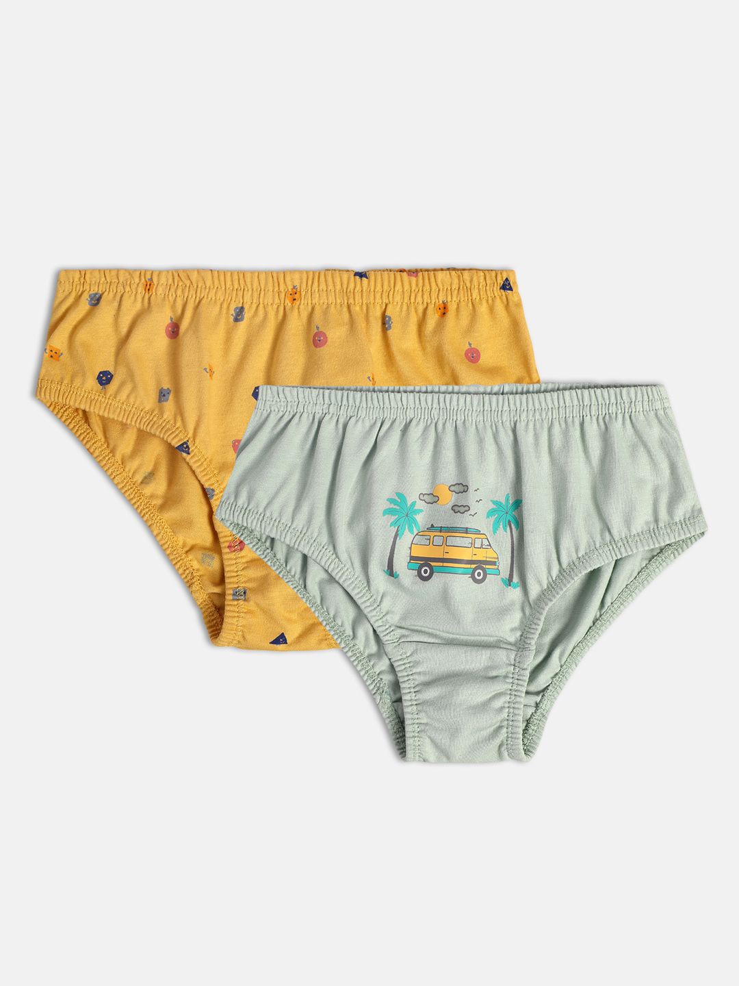 

MINI KLUB Girls Pack Of 2 Printed Cotton Ribbed Briefs, Orange