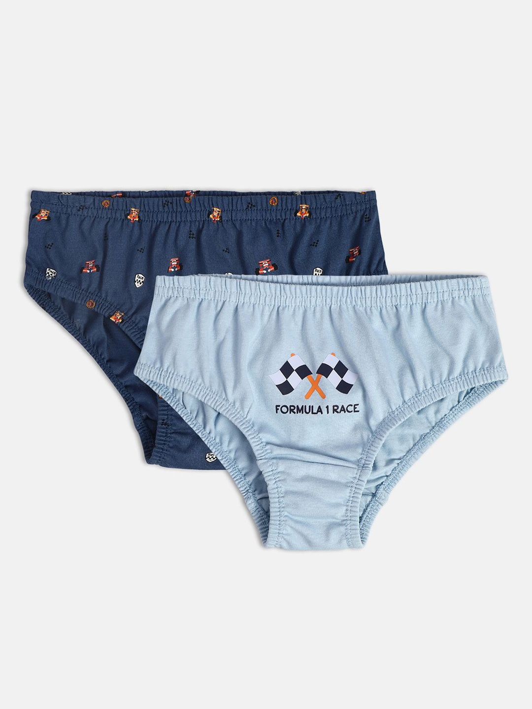 

MINI KLUB Boys Pack Of 2 Printed Cotton Ribbed Briefs 26KBBF621, Navy blue