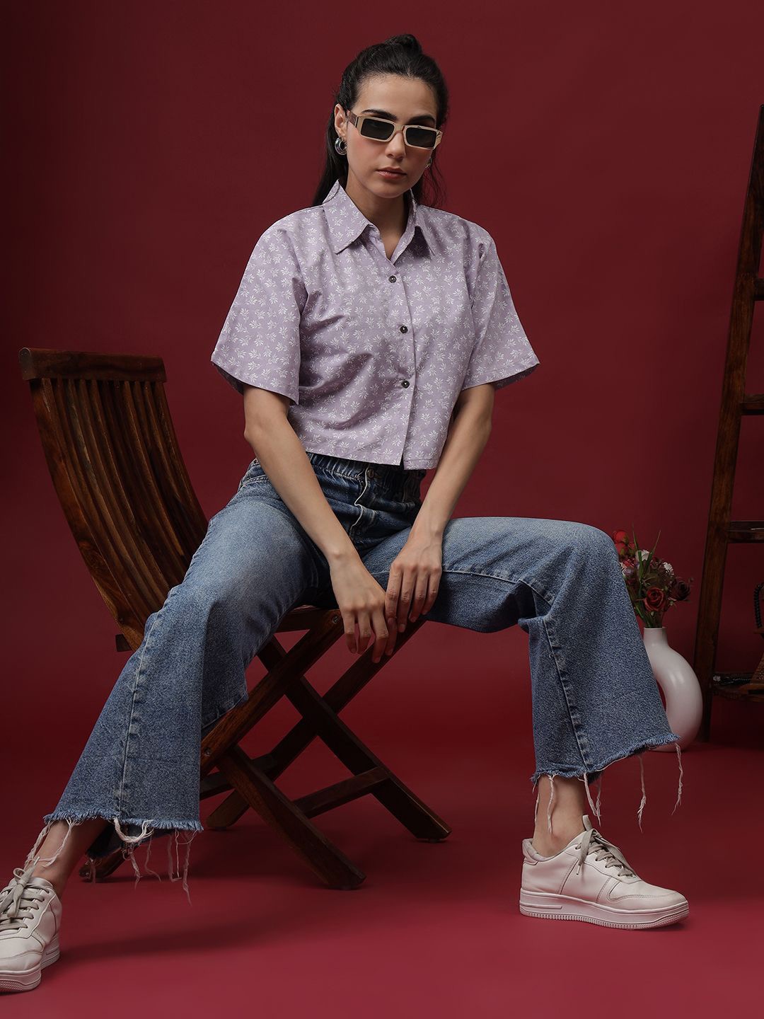 

NEUDIS Women Opaque Floral Printed Casual Shirt, Lavender