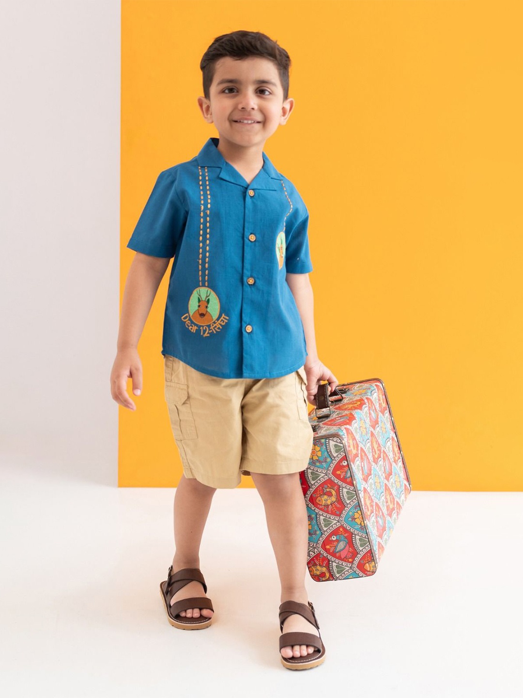 

Tiber Taber Kids Cotton Opaque Printed Casual Shirt, Teal