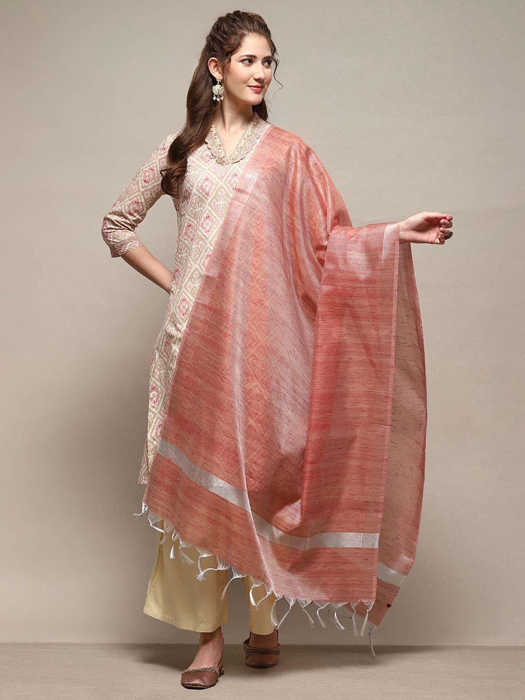 

Biba Geometric Woven Design Dupatta, Pink