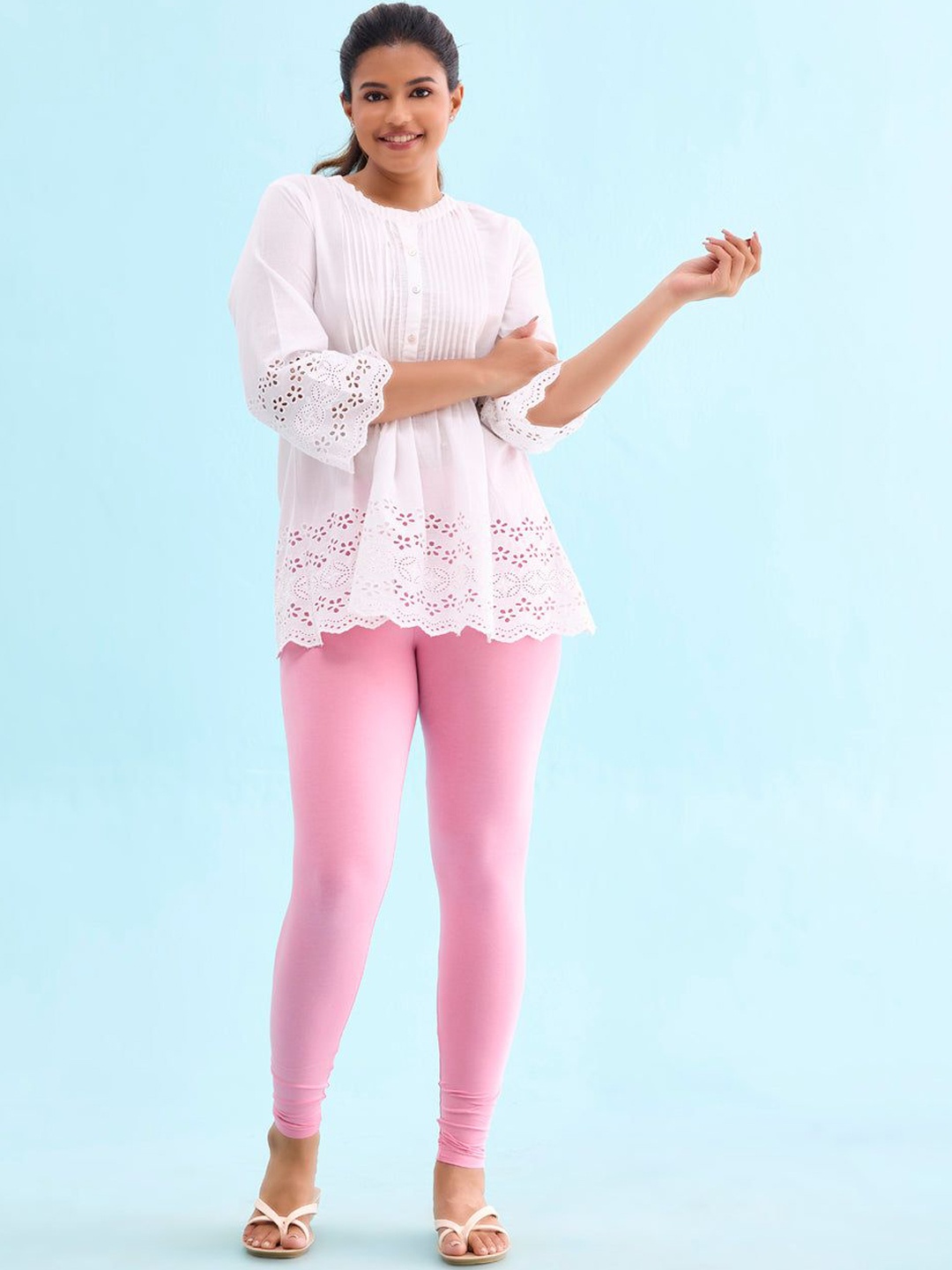 

Go Colors Solid Ankle Length Leggings, Pink