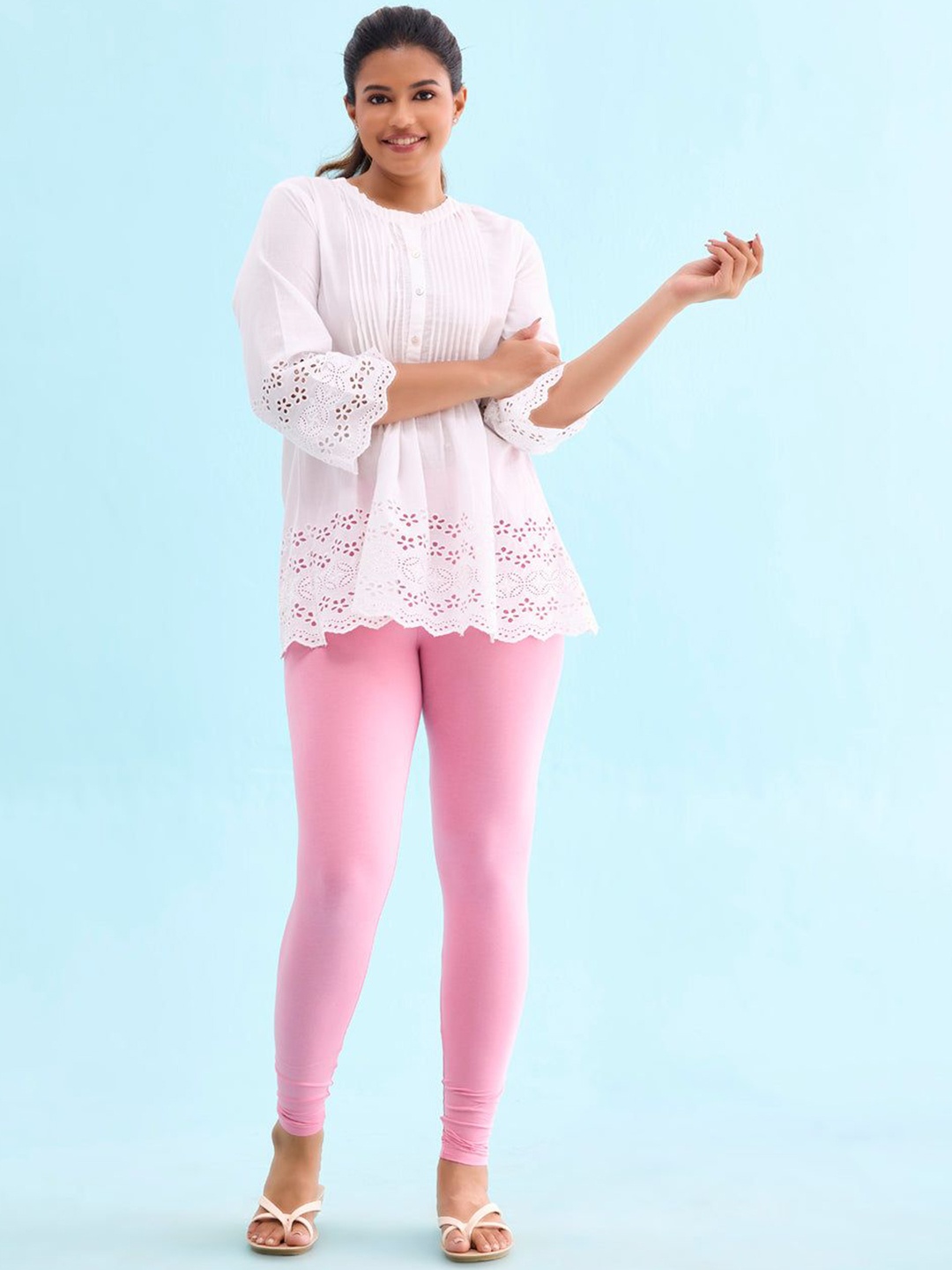 

Go Colors Slim-Fit Ankle Length Leggings, Rose