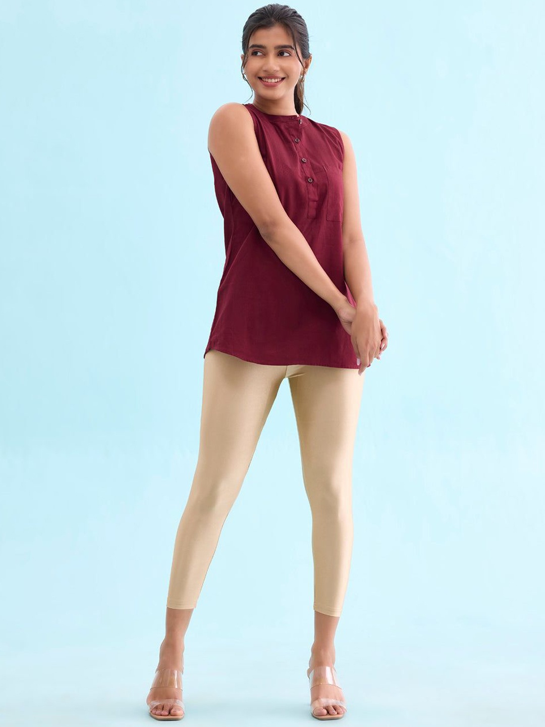 Go Colors Three-Fourth Length Legging, Cream