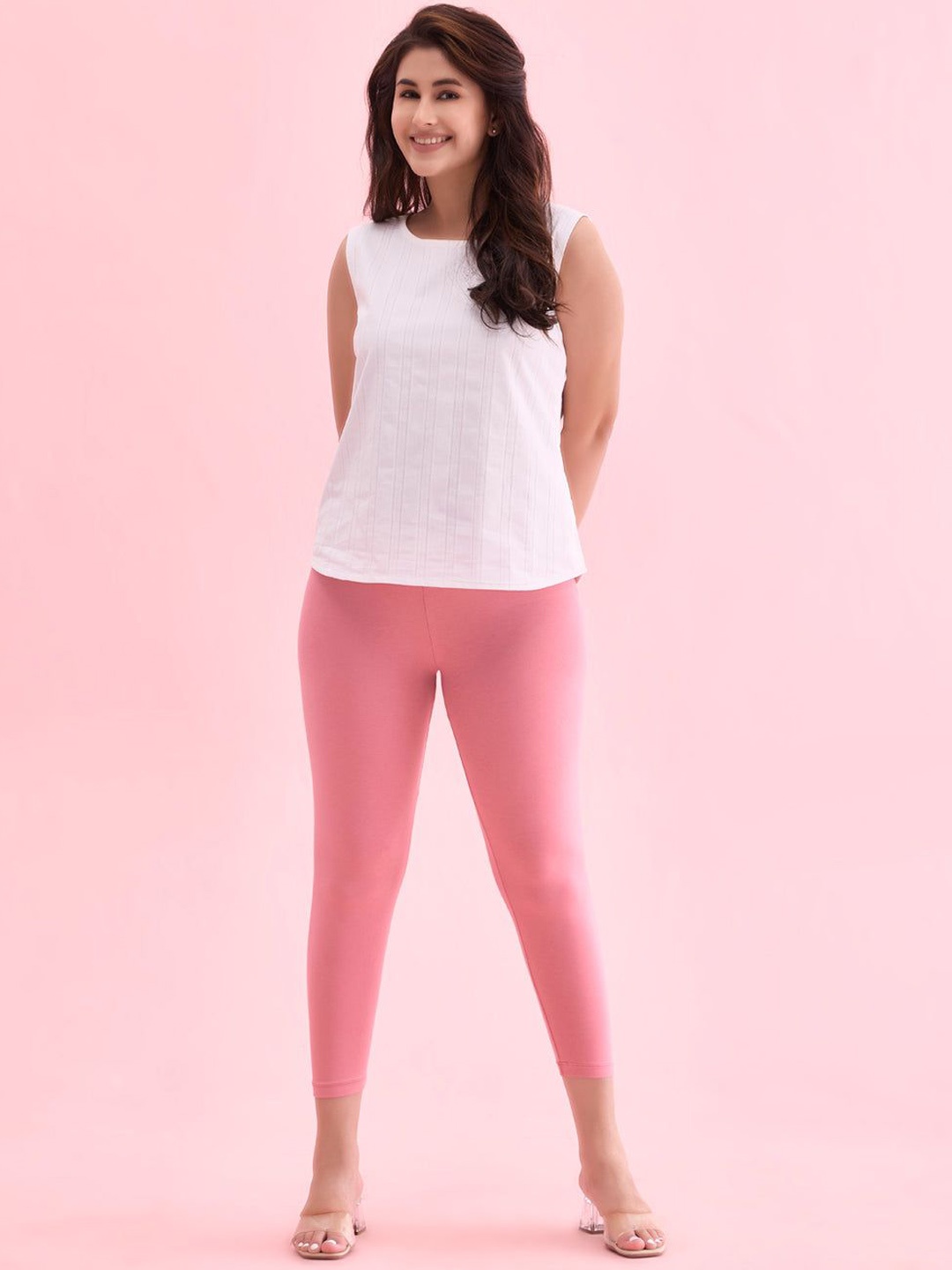 

Go Colors Cropped Length Leggings, Pink