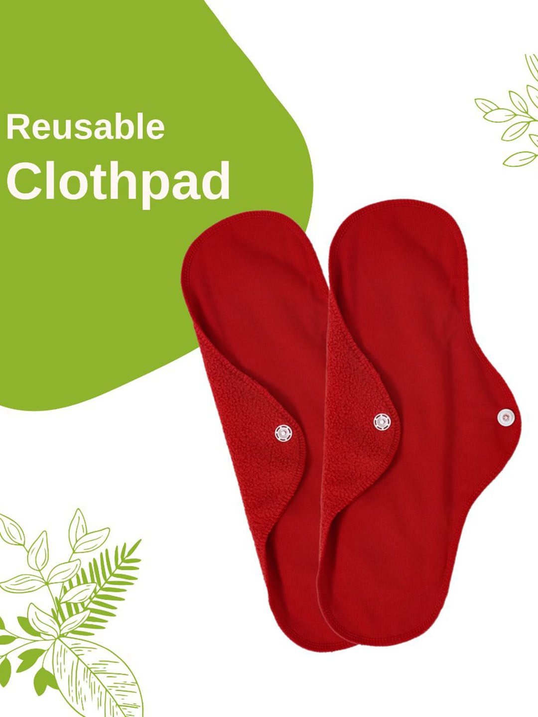 

CareDone Set Of 2 Reusable Leakproof Clothpad Sanitary Napkins, Red
