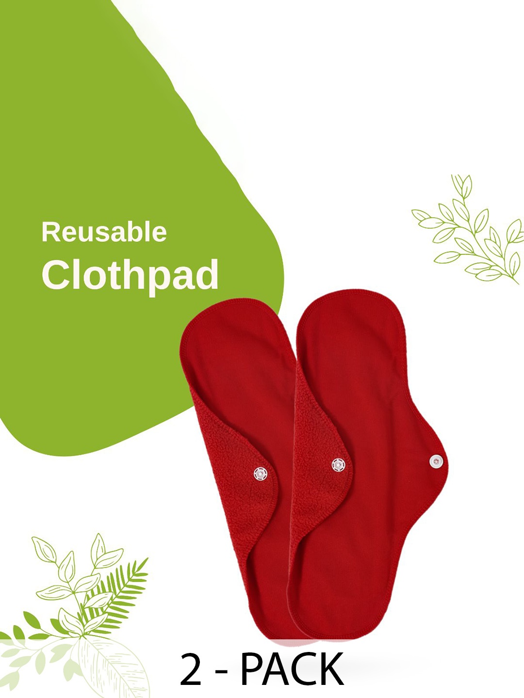 

CareDone Set Of 2 Reusable Leakproof Clothpad Sanitary Napkins, Red