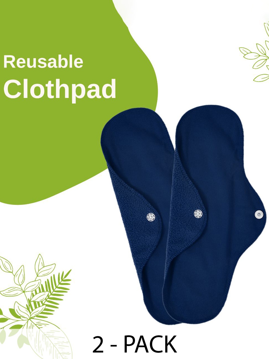 

CareDone Set Of 2 Reusable Leakproof Clothpad Sanitary Napkins, Navy blue