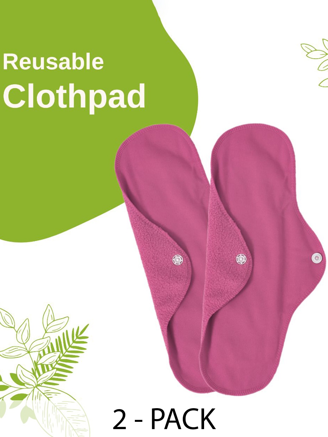 

CareDone Set Of 2 Reusable Leakproof Clothpad Sanitary Napkins, Pink