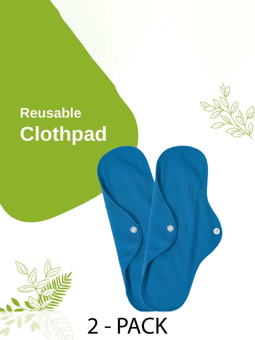 

CareDone Set Of 2 Reusable Leakproof Clothpad Sanitary Napkins, Blue