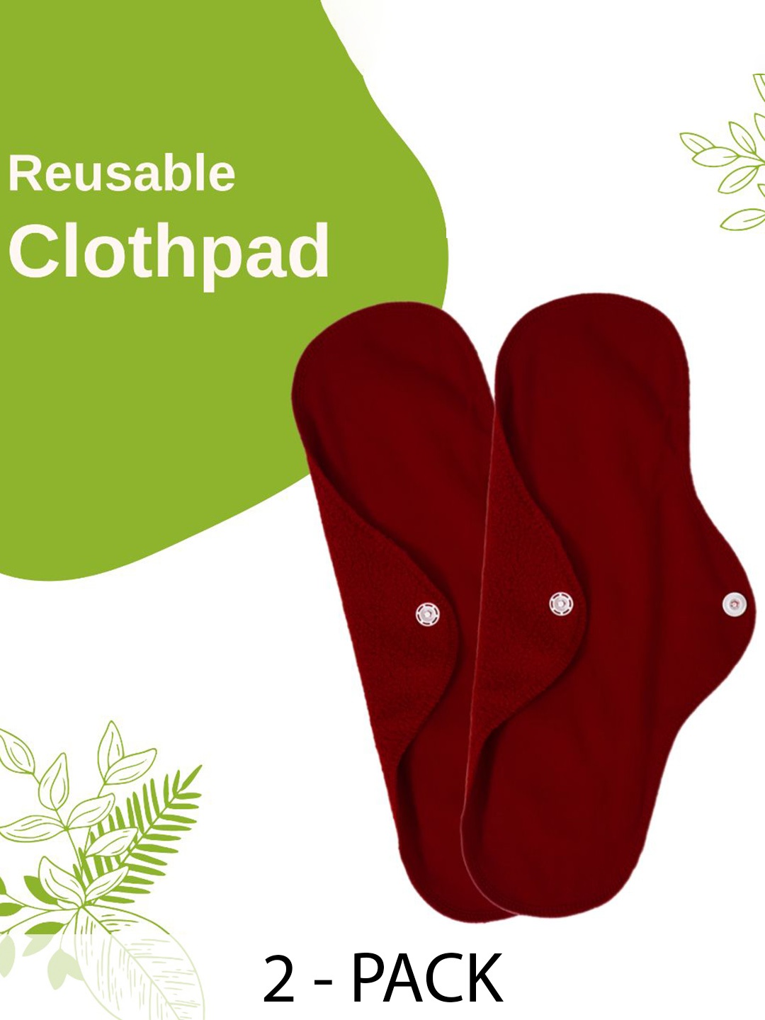 

CareDone Set Of 2 Reusable Leakproof Clothpad Sanitary Napkins, Maroon
