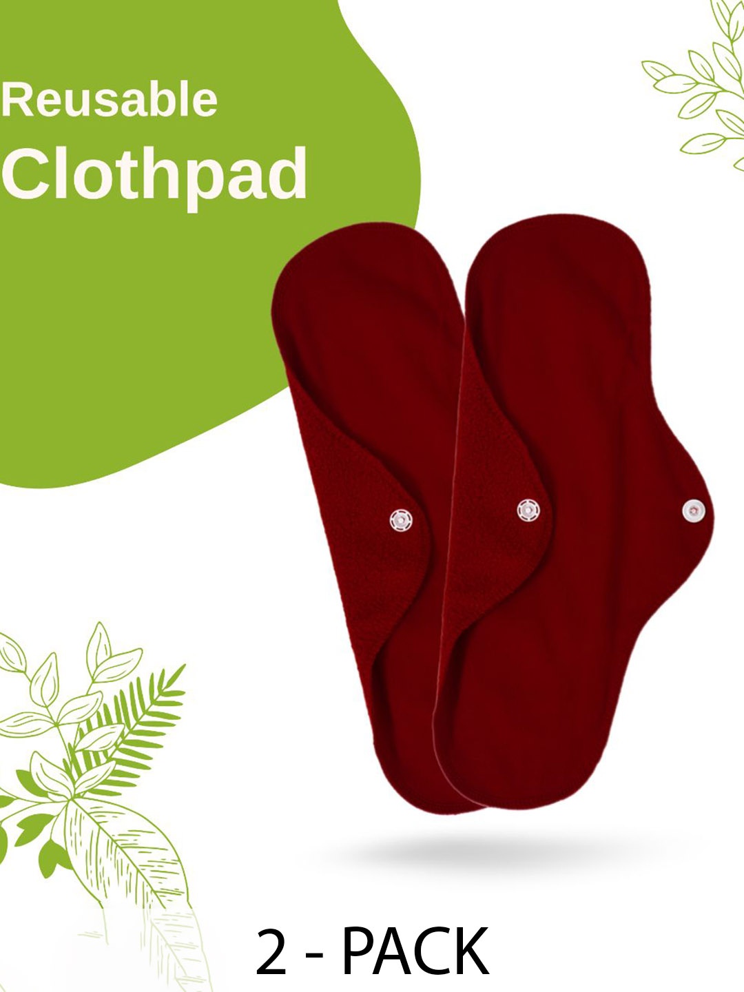 

CareDone Set Of 2 Reusable Leakproof Sanitary Napkins, Maroon