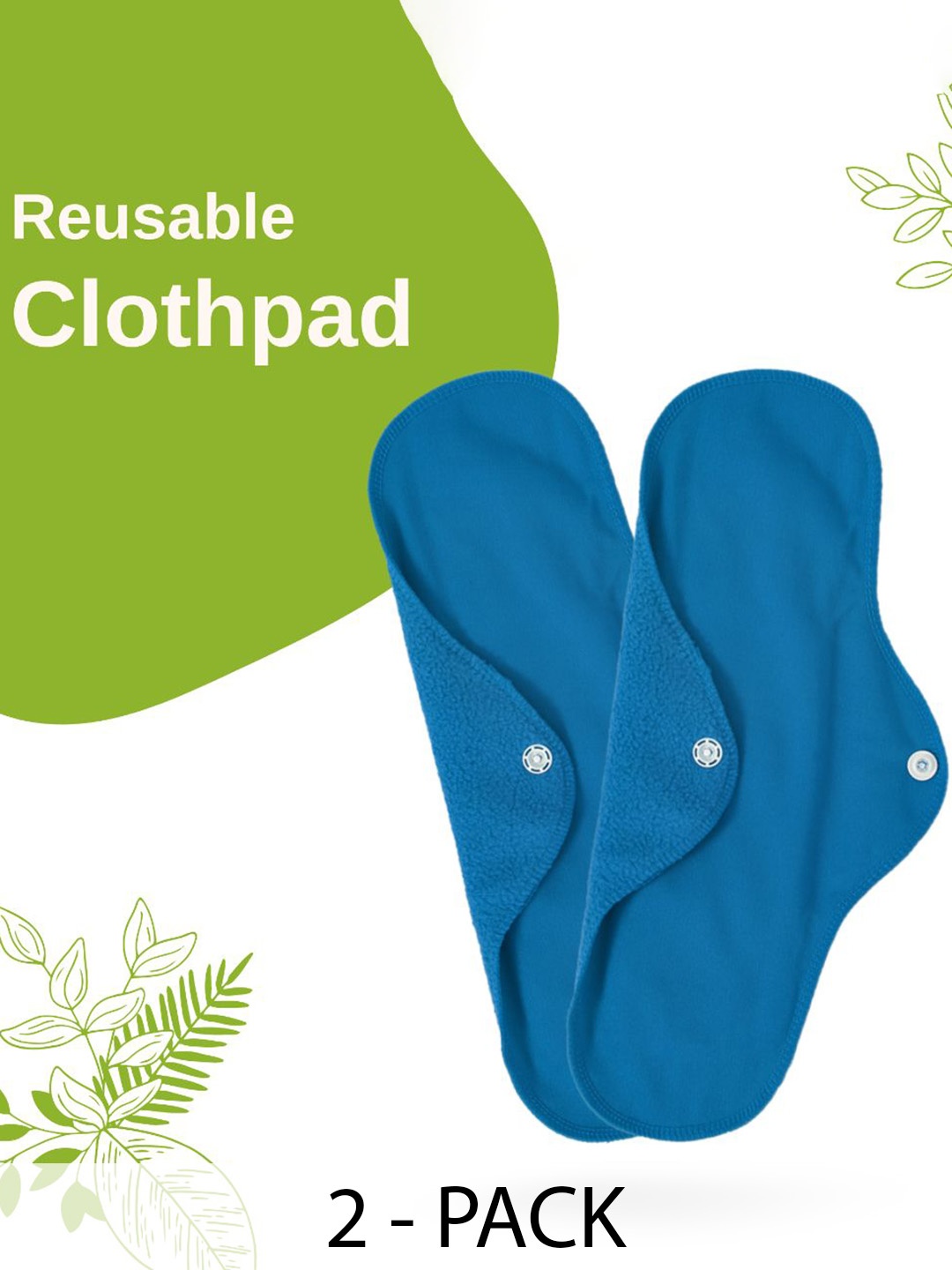 

CareDone Set Of 2 Reusable Leak Proof Cloth Pad Sanitary Napkins, Blue
