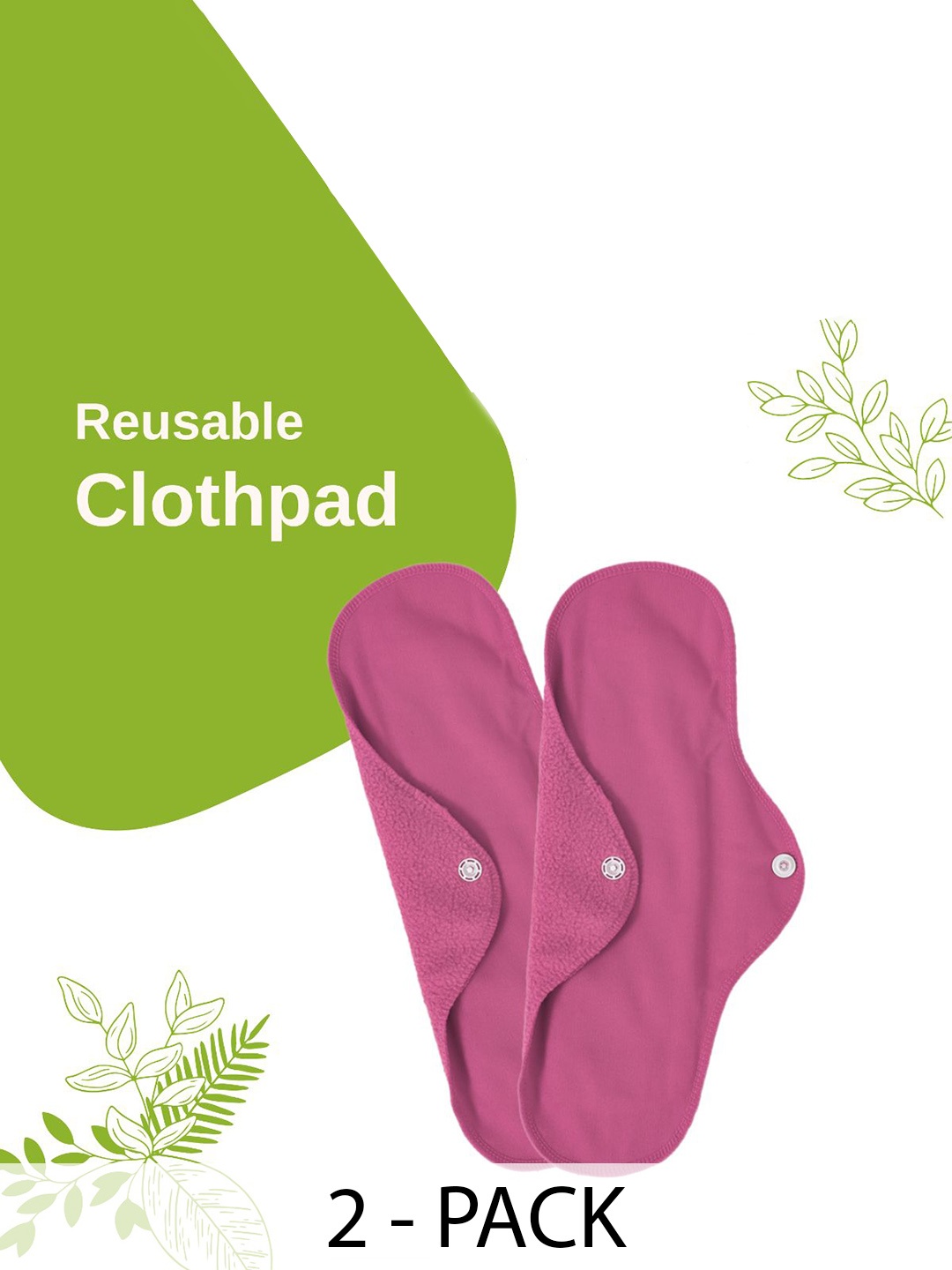 

CareDone Set Of 2 Reusable Leak Proof Cloth Pad Sanitary Napkins, Pink