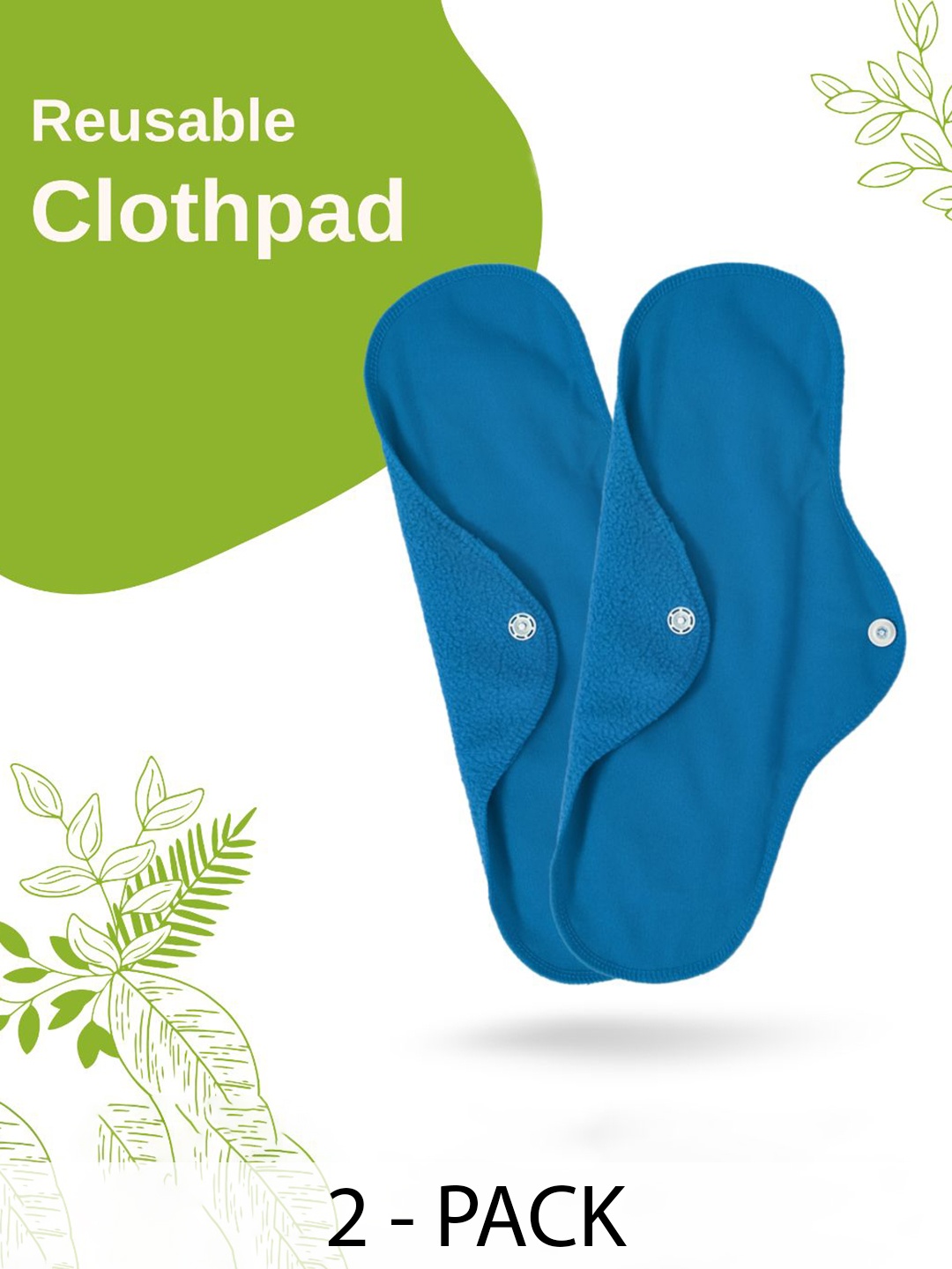 

CareDone Set Of 2 Reusable Leakproof Clothpad Sanitary Napkins, Blue