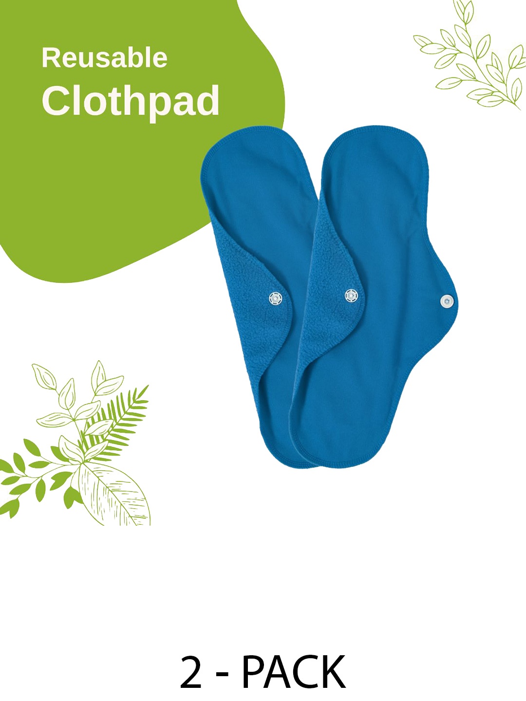 

CareDone Set Of 2 Reusable Leakproof Clothpad Sanitary Napkins, Blue