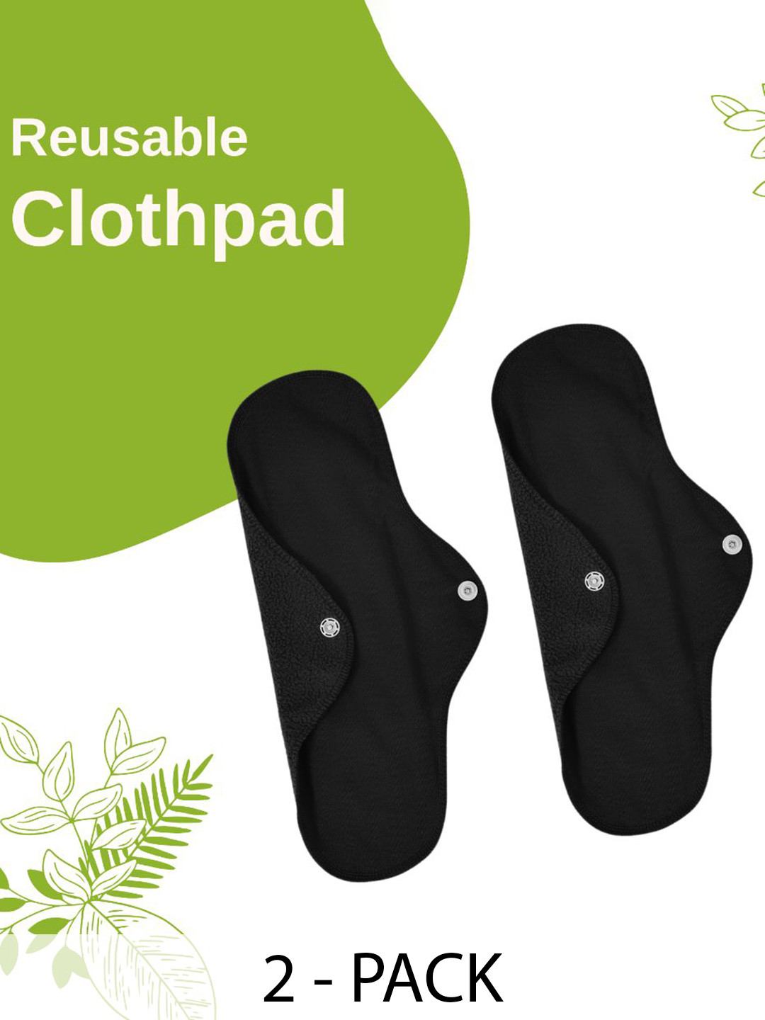 

CareDone Set Of 2 Reusable Leakproof Clothpad Sanitary Napkins, Black