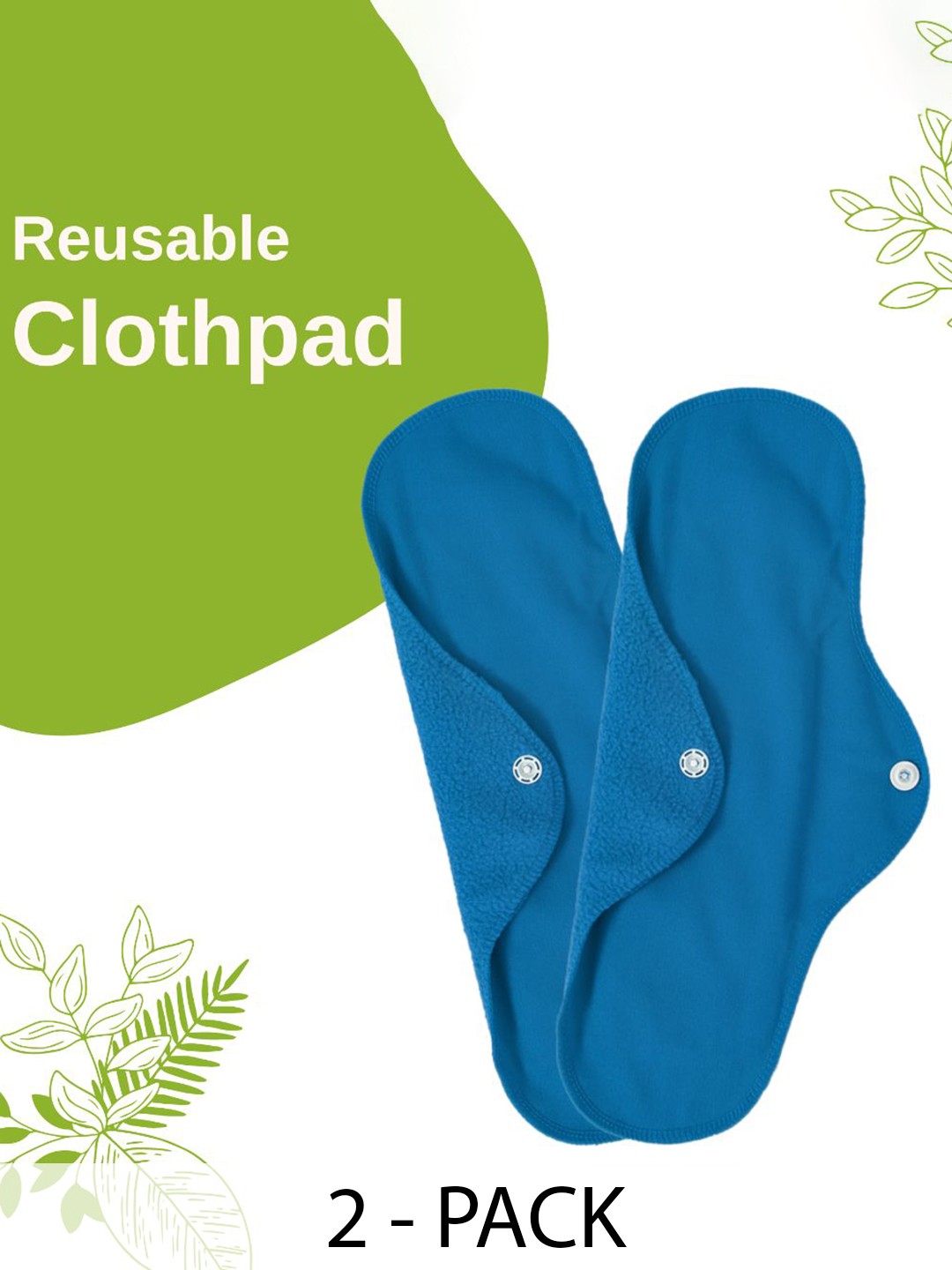 

CareDone Set Of 2 Reusable Leakproof Clothpad Sanitary Napkins, Blue