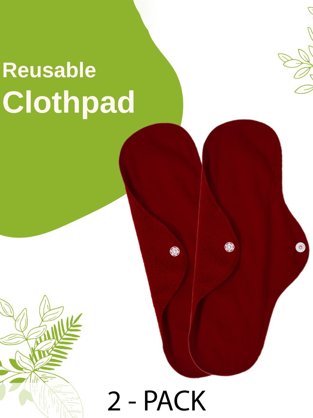 

CareDone Set Of 2 Reusable Leakproof Clothpad Sanitary Napkins, Maroon