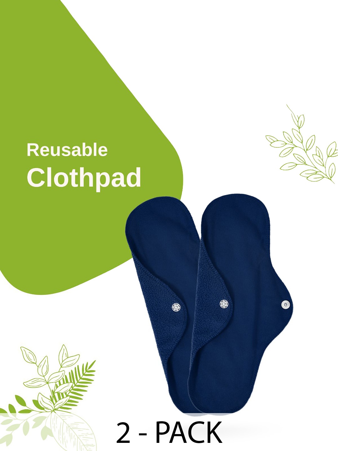 

CareDone Set Of 2 Reusable Leakproof Clothpad Sanitary Napkins, Navy blue