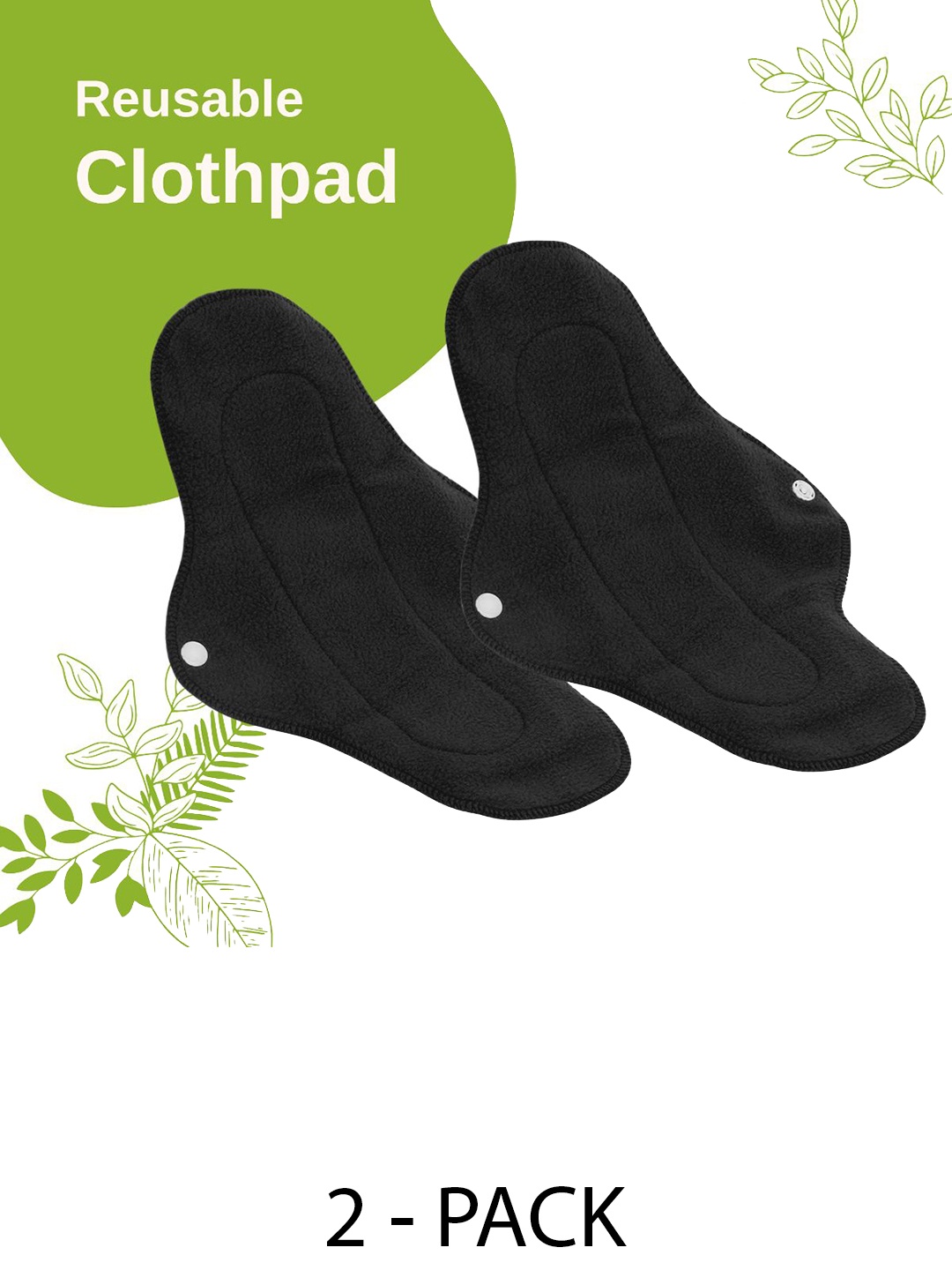 

CareDone Set Of 2 Reusable Leakproof Clothpad Sanitary Napkins, Black