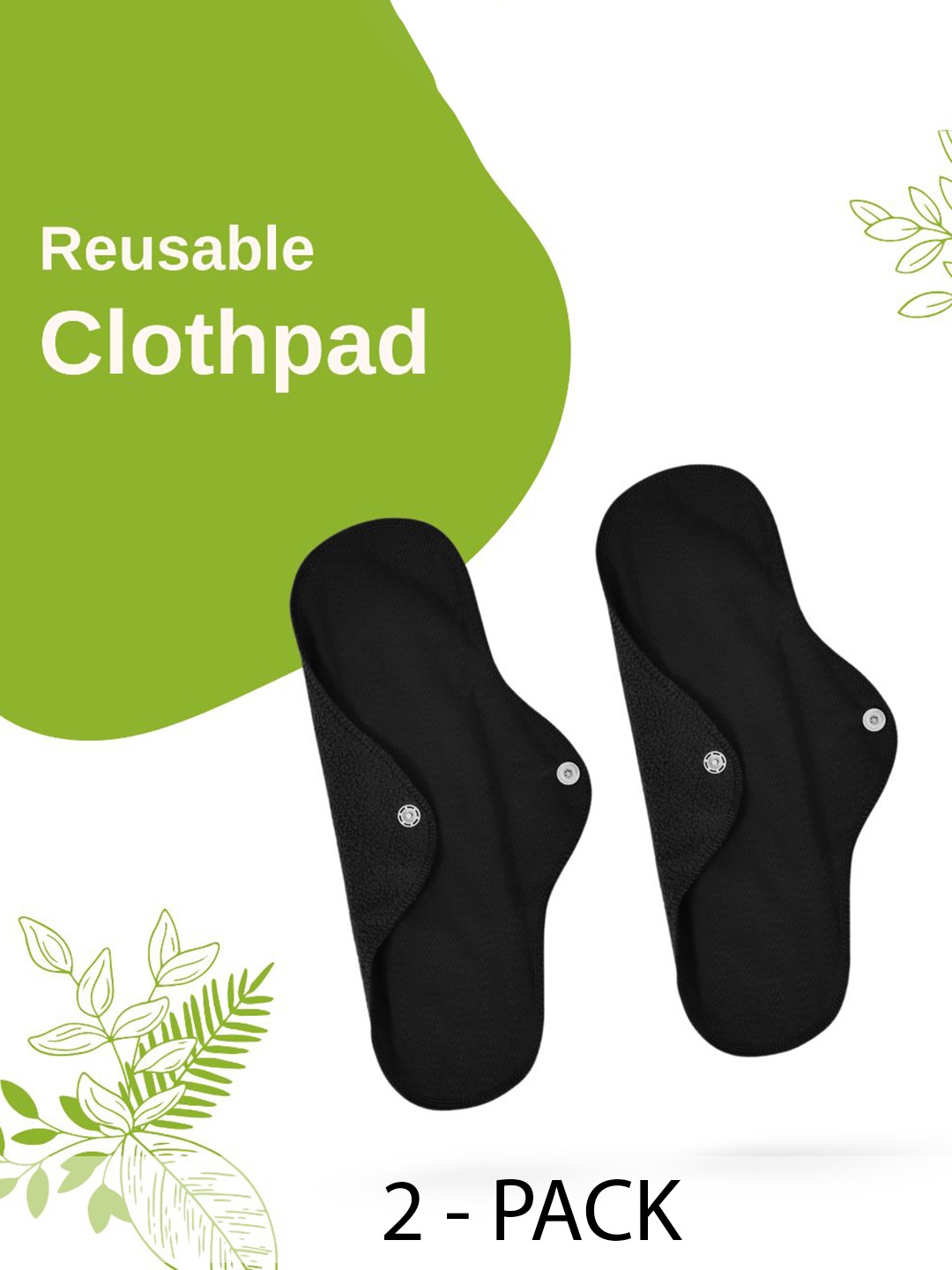 

CareDone Set Of 2 Reusable Leakproof Clothpad Sanitary Napkins, Black