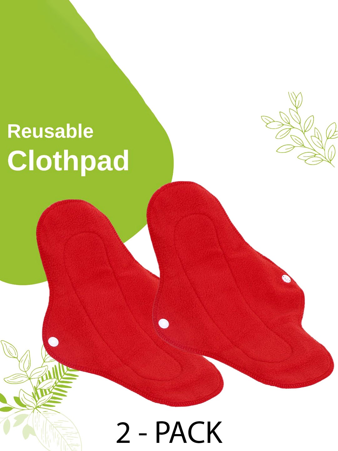 

CareDone Set Of 2 Reusable Leakproof Clothpad Sanitary Napkins, Red