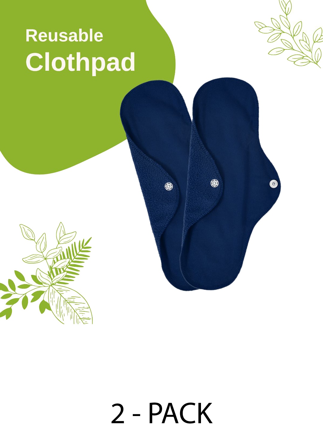 

CareDone Set Of 2 Reusable Leakproof Clothpad Sanitary Napkins, Navy blue
