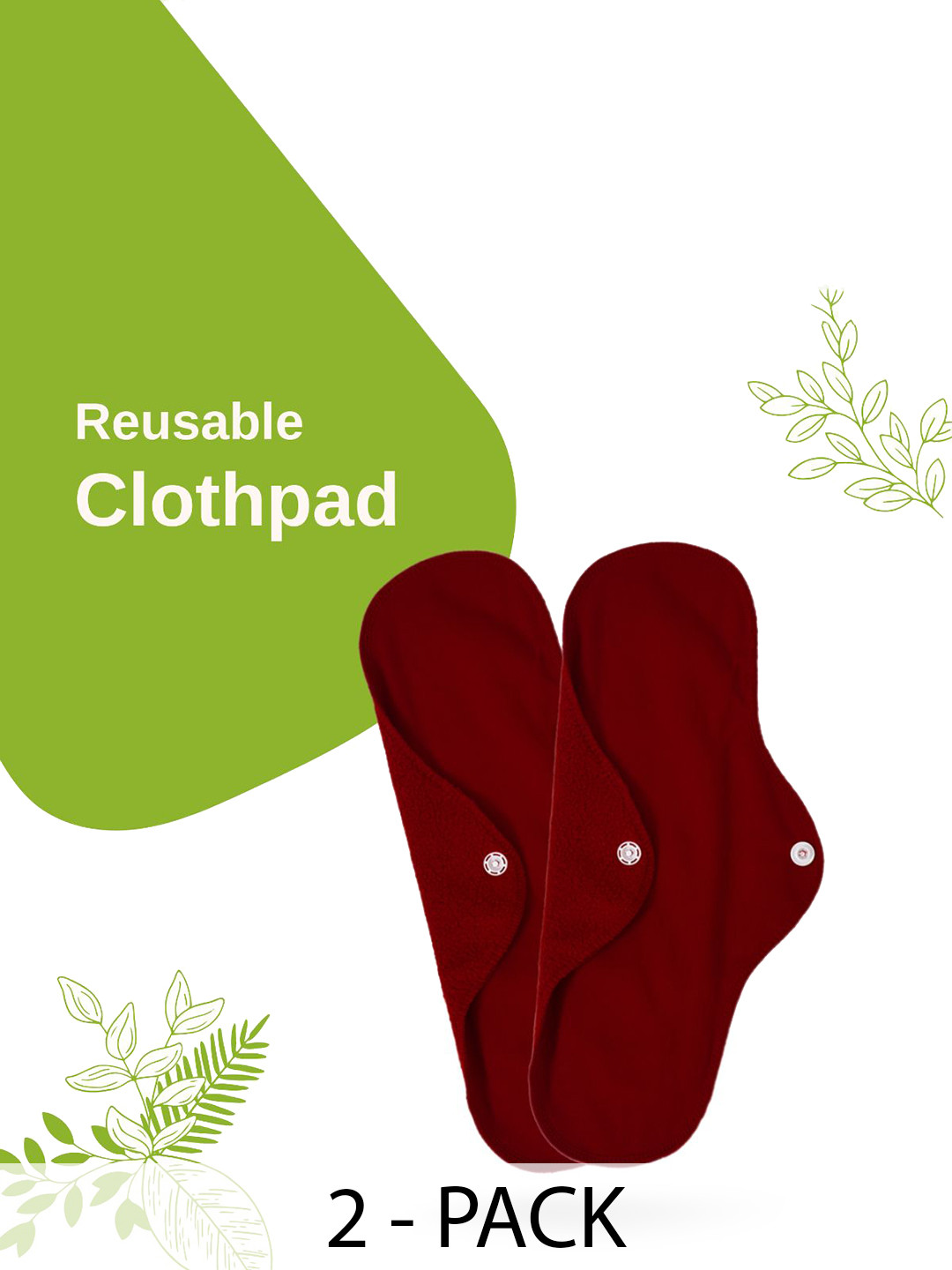 

CareDone Set Of 2 Reusable Leakproof Sanitary Napkins, Maroon