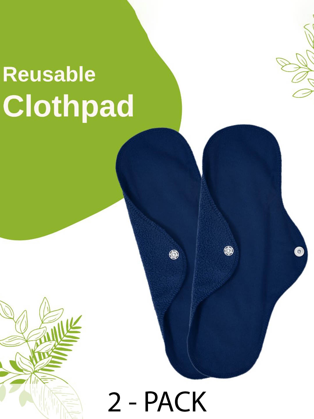 

CareDone Set Of 2 Reusable Leakproof Clothpad Sanitary Napkins, Navy blue