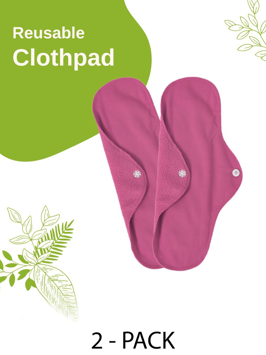 

CareDone Set Of 2 Reusable Leakproof Clothpad Sanitary Napkins, Pink