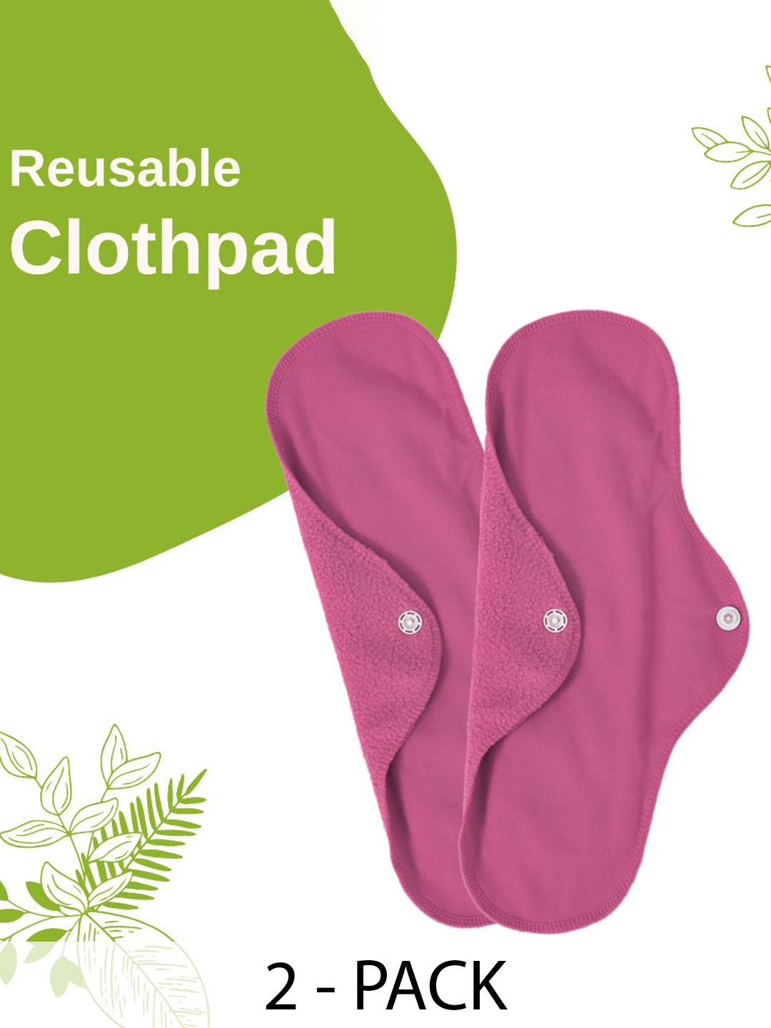 

CareDone Set Of 2 Reusable Leakproof Sanitary Napkins, Pink