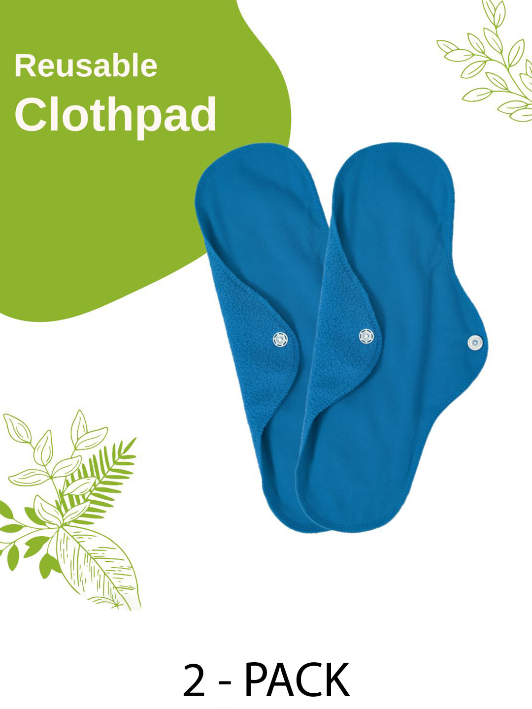 

CareDone Set Of 2 Reusable Leakproof Clothpad Sanitary Napkins, Blue