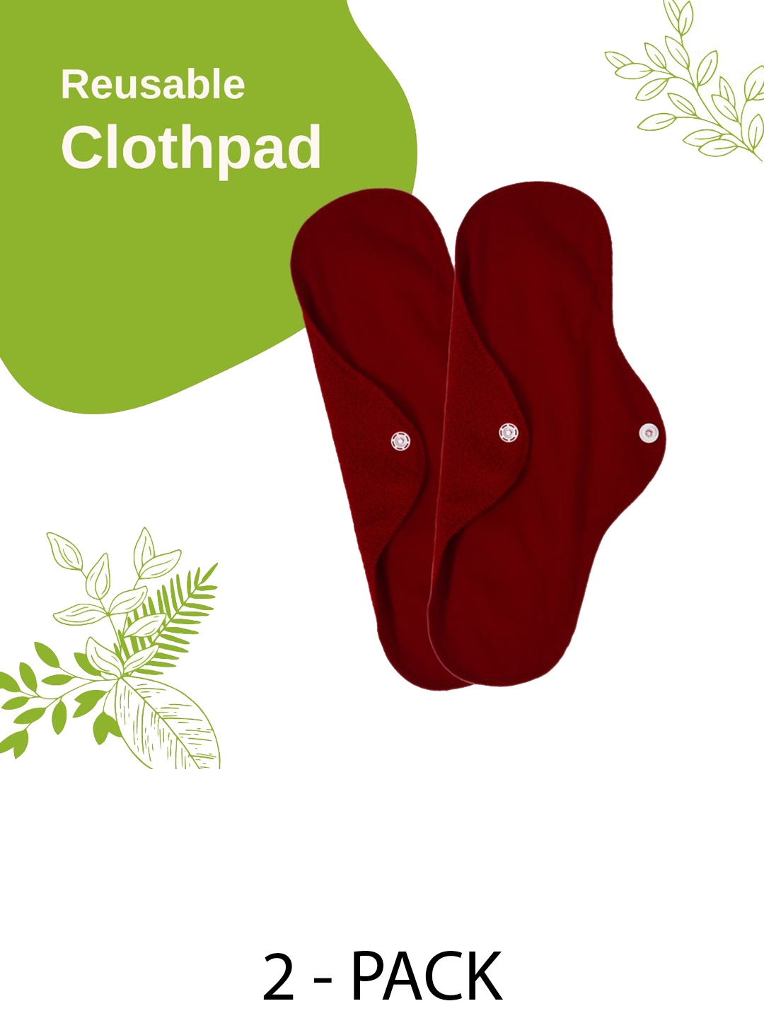 

CareDone Set Of 2 Reusable Leakproof Sanitary Napkins, Maroon