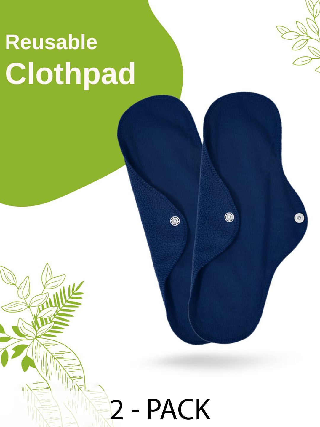 

CareDone Set Of 2 Reusable Leakproof Clothpad Sanitary Napkins, Navy blue