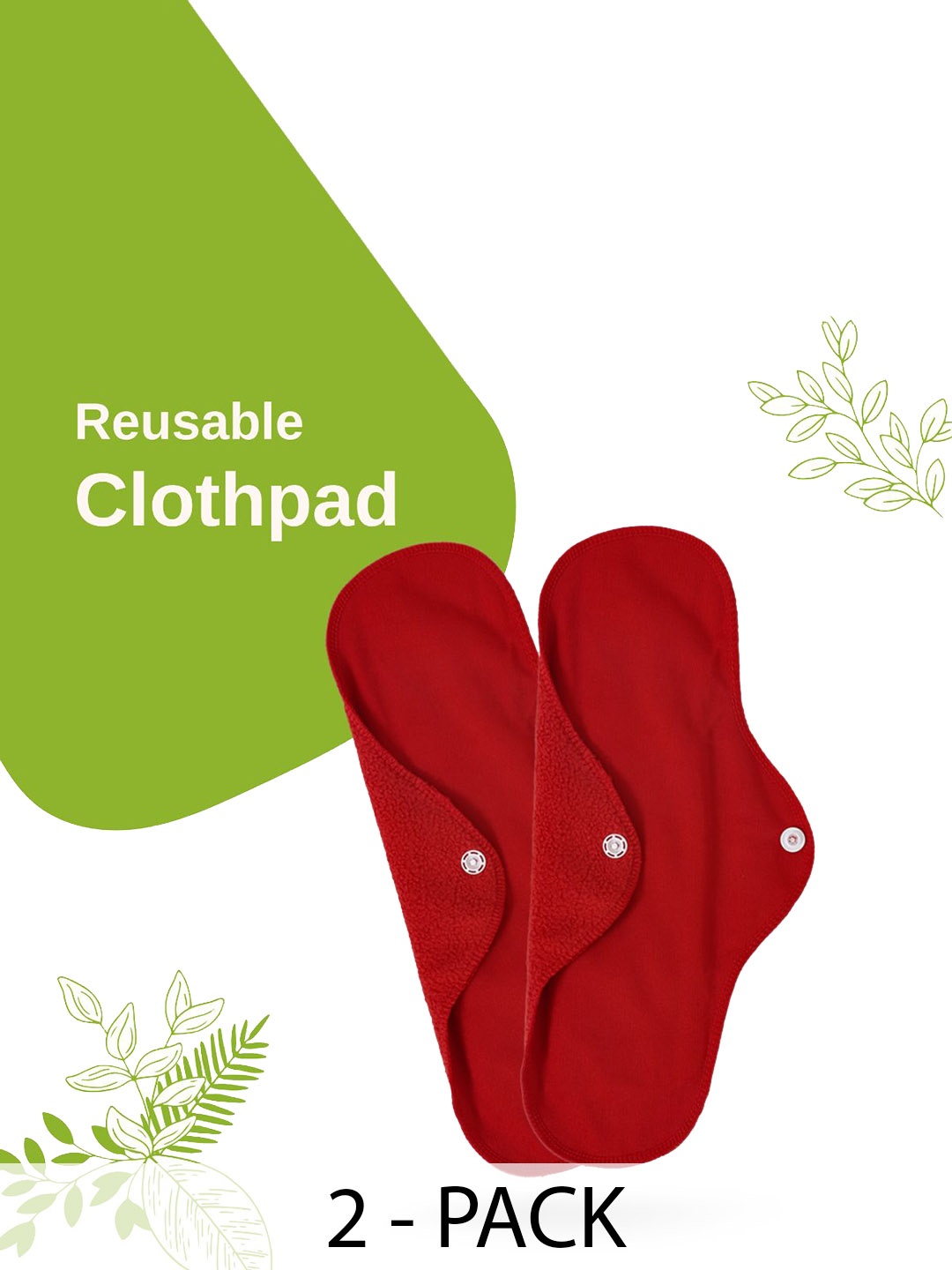

CareDone Set Of 2 Reusable Leakproof Clothpad Sanitary Napkins, Red